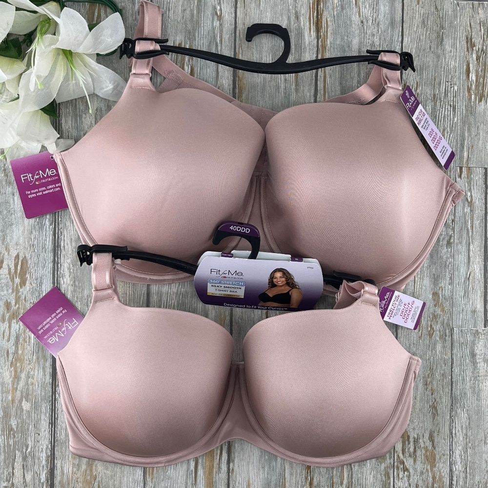 Women’s Fruit Of The Loom Everyday T-Shirt Bras 2-Pack Size 40DDD